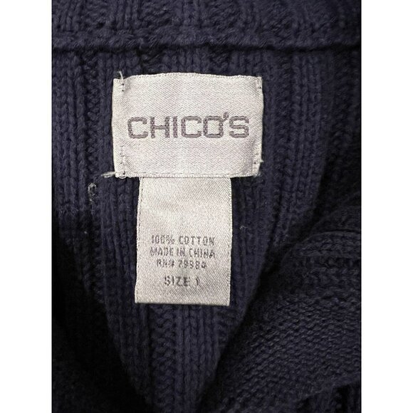Chicos Sweater Heavy Knit Cotton Zip Sweater  Size 1 Small Cozy Grandma Core - Picture 3 of 5